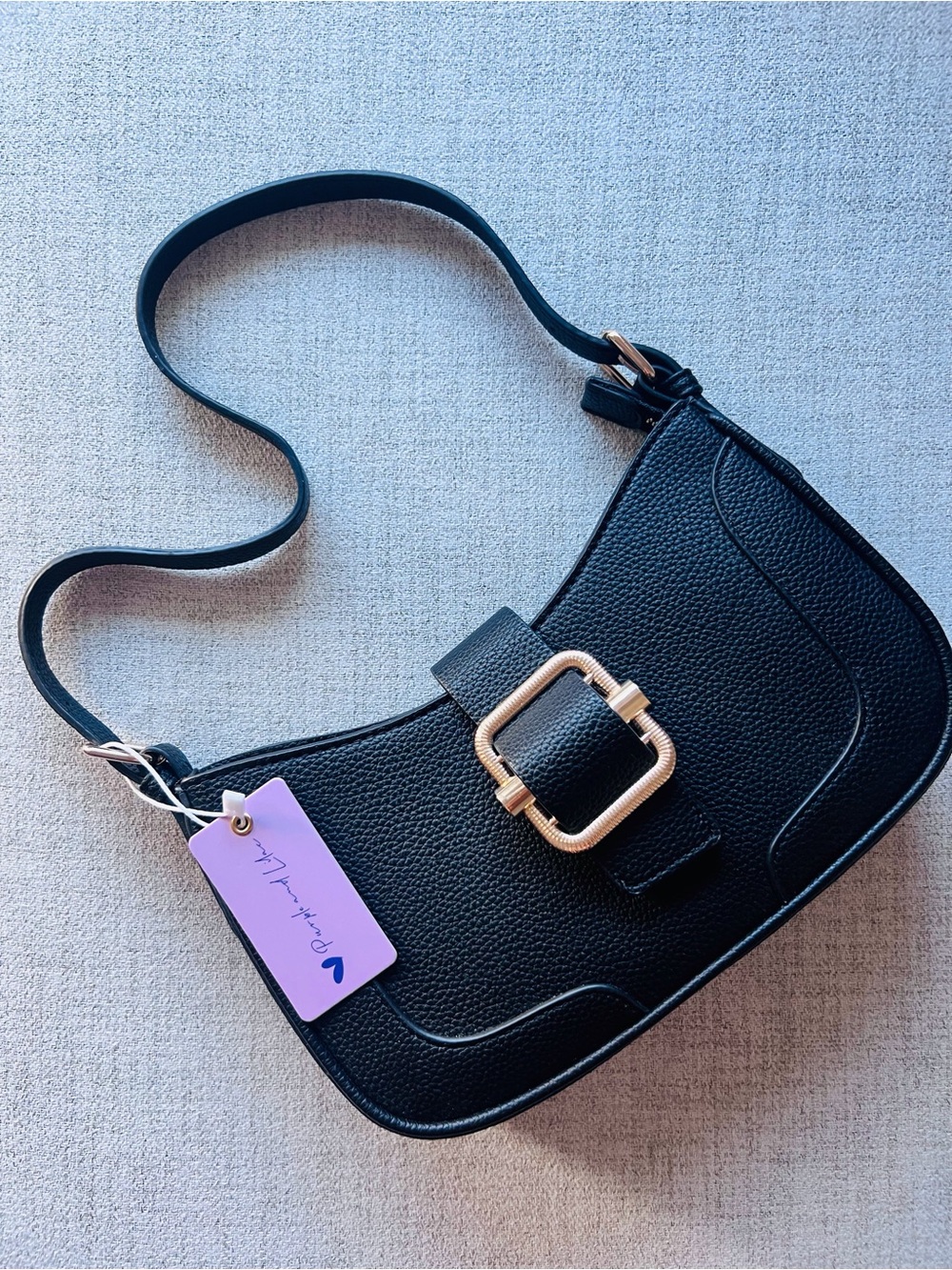 Purple and Lilac Classic Black Shoulder Bag
